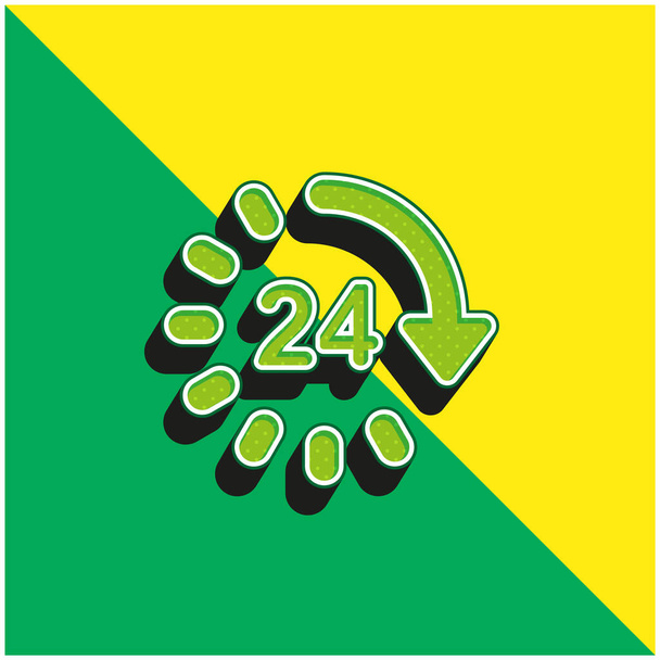 24 Horas Verde e amarelo moderno logotipo vetor 3d ícone - Vetor, Imagem