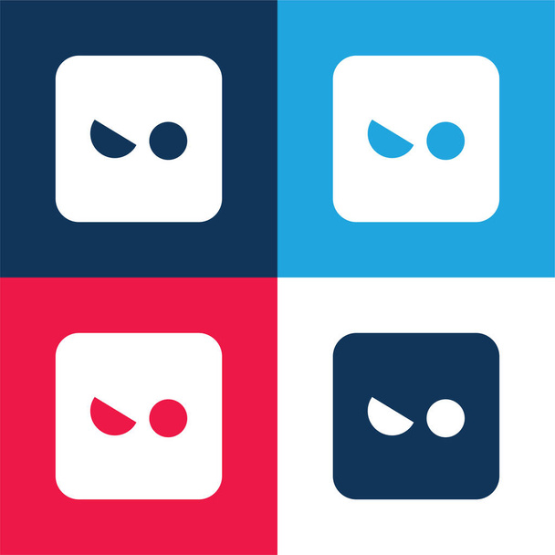 Enojado azul y rojo de cuatro colores mínimo icono conjunto - Vector, imagen
