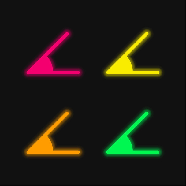 Hoek vier kleuren gloeiende neon vector pictogram - Vector, afbeelding