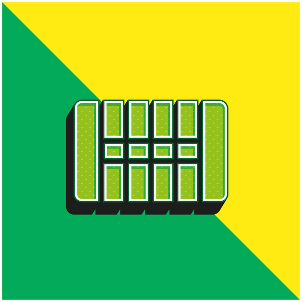 American Football Field Top View Zelené a žluté moderní 3D vektorové logo - Vektor, obrázek