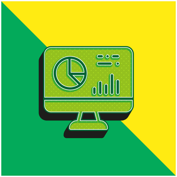 Analytics Logo icona vettoriale 3D moderna verde e gialla - Vettoriali, immagini