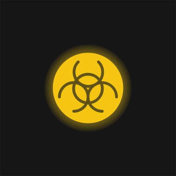 Biologinen vaara keltainen hehkuva neon kuvake - Vektori, kuva