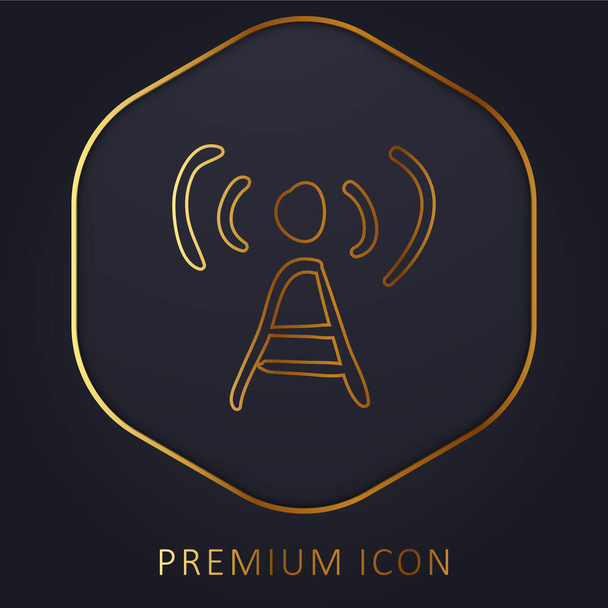 Antenna Sketch golden line premium logo or icon - Vector, Image