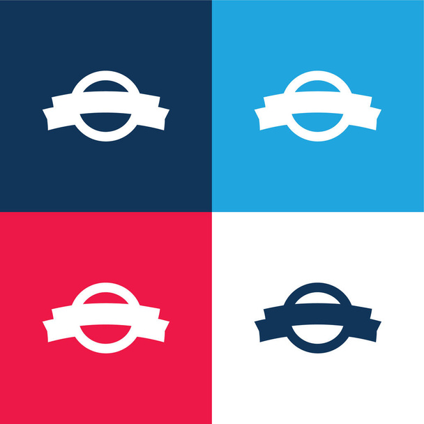 Díjátadó Kör A Banner kék és piros négy szín minimális ikon készlet - Vektor, kép