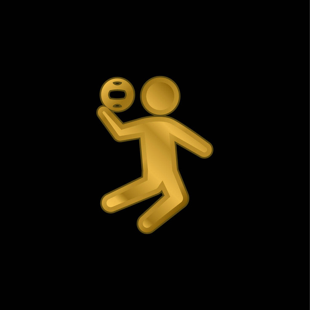 Золото пляжного волейболу покрите металевим іконом або вектором логотипу. - Вектор, зображення
