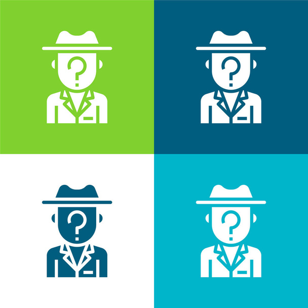 Anonimato Set icona minimale piatto a quattro colori - Vettoriali, immagini