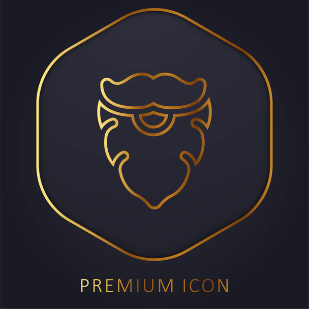 Barba línea de oro logotipo premium o icono - Vector, imagen