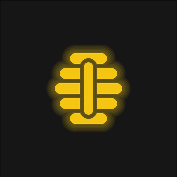 Méhkas sárga izzó neon ikon - Vektor, kép