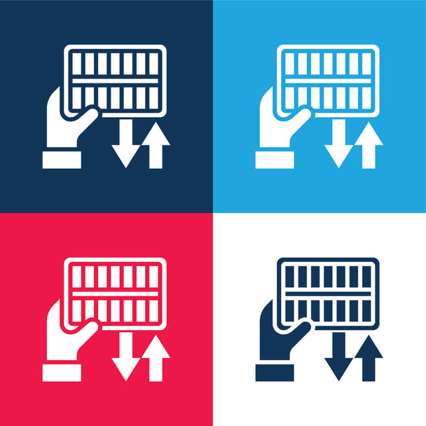 Set icona minimale di quattro colori blu e rosso filtro aria - Vettoriali, immagini