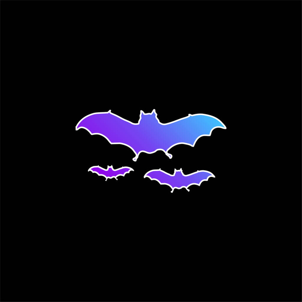 Bats Flying blue gradient vector icon - Vector, Image