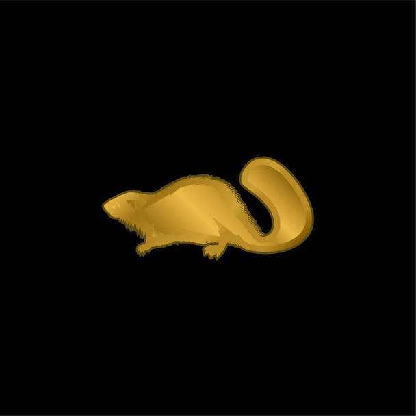 Beaver Mammal Animal Shape chapado en oro icono metálico o logo vector - Vector, imagen