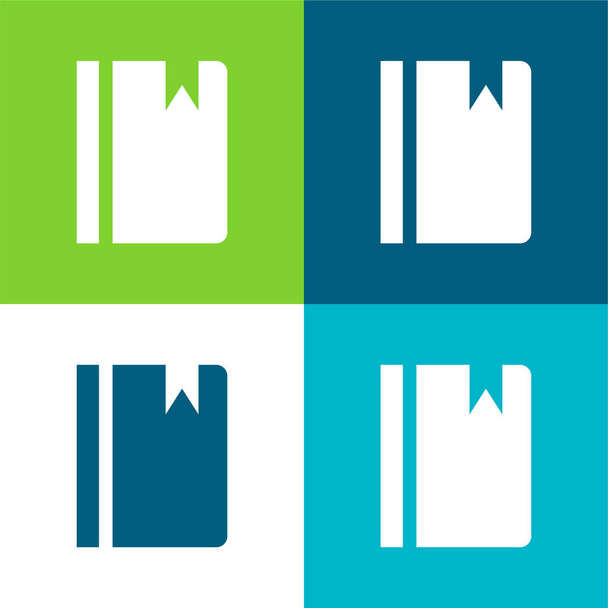 Bookmark Na Agenda Conjunto de ícones mínimos de quatro cores plano - Vetor, Imagem