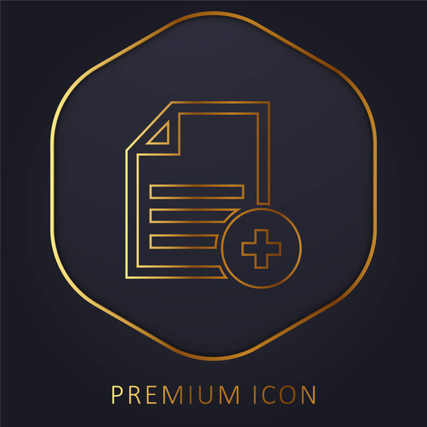 Добавить логотип или значок File золотой линии премиум - Вектор,изображение