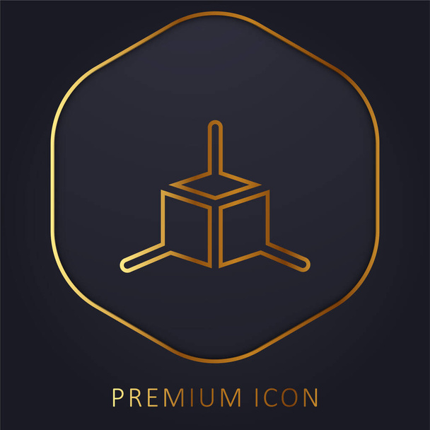 3d Modeling golden line premium logo or icon - Vector, Image