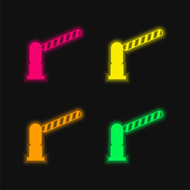 Barrier Open four color glowing neon vector icon - Vector, Image