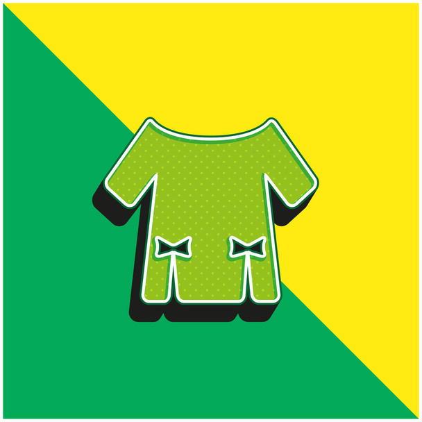Bluse mit zwei Bändern Grünes und gelbes modernes 3D-Vektorsymbol-Logo - Vektor, Bild