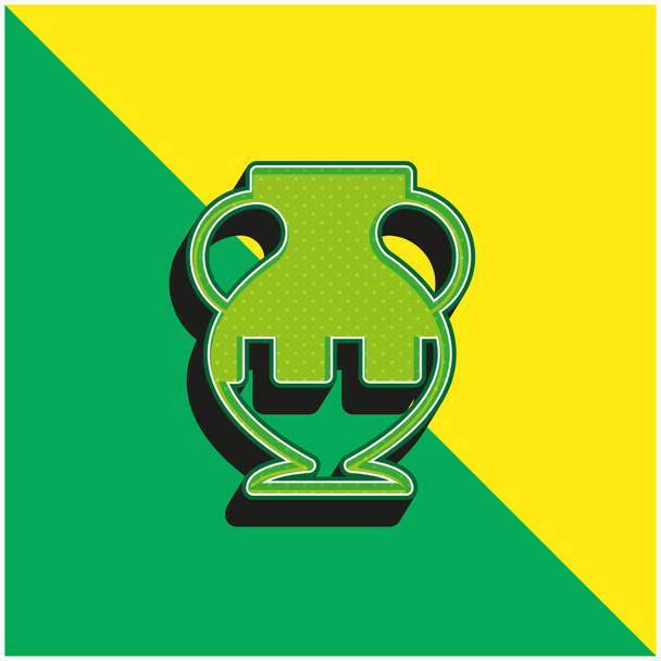 Antique contour de pot dans un musée vert et jaune moderne logo icône vectorielle 3d - Vecteur, image