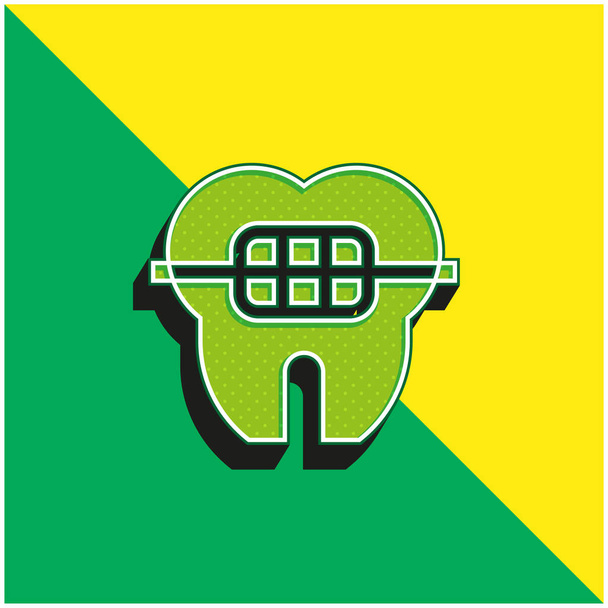 ブレースグリーンと黄色の現代的な3Dベクトルアイコンのロゴ - ベクター画像