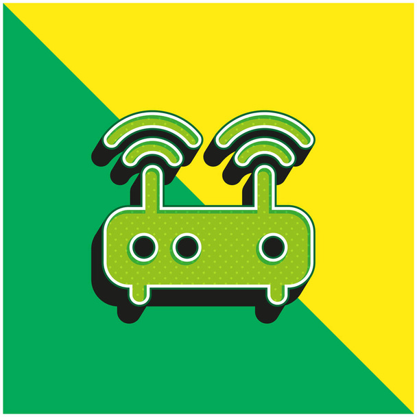 Antenna Zöld és sárga modern 3D vektor ikon logó - Vektor, kép