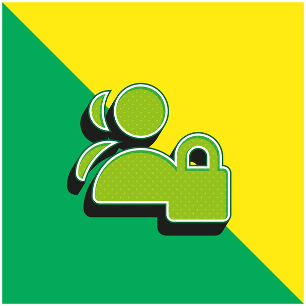 Blokk Zöld és sárga modern 3D vektor ikon logó - Vektor, kép