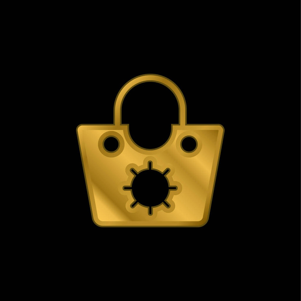 Saco banhado a ouro ícone metálico ou vetor logotipo - Vetor, Imagem