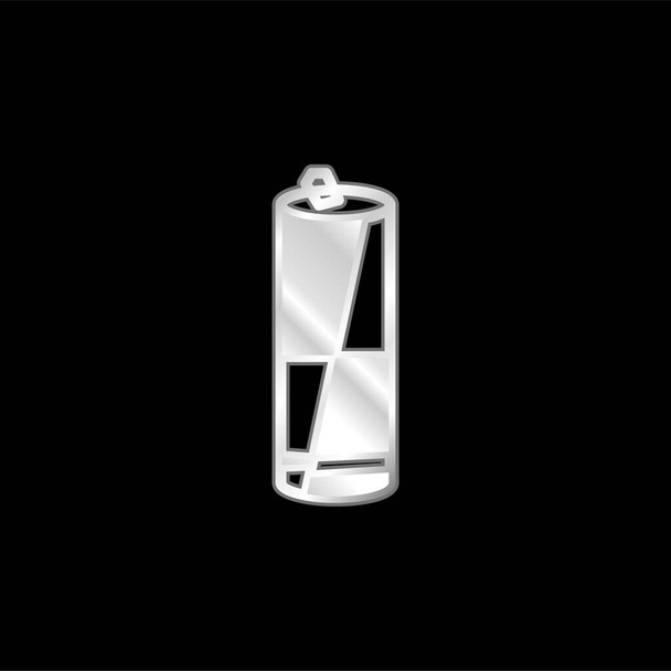Battery Variant In Black And White silver plated metallic icon - Vector, Image