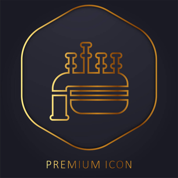 Bagpipe línea de oro logotipo premium o icono - Vector, Imagen