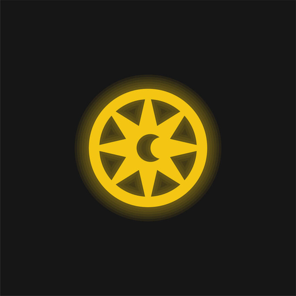 Astrology yellow glowing neon icon - Vector, Image