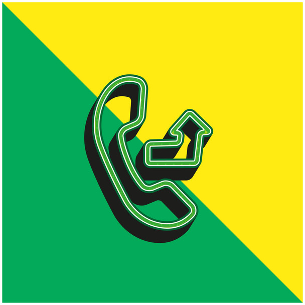 ушная с исходящей стрелкой знак зеленый и желтый современный 3d логотип иконки вектора - Вектор,изображение