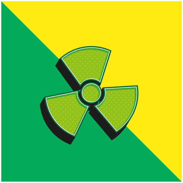 Hälytys Symbol Vihreä ja keltainen moderni 3d vektori kuvake logo - Vektori, kuva