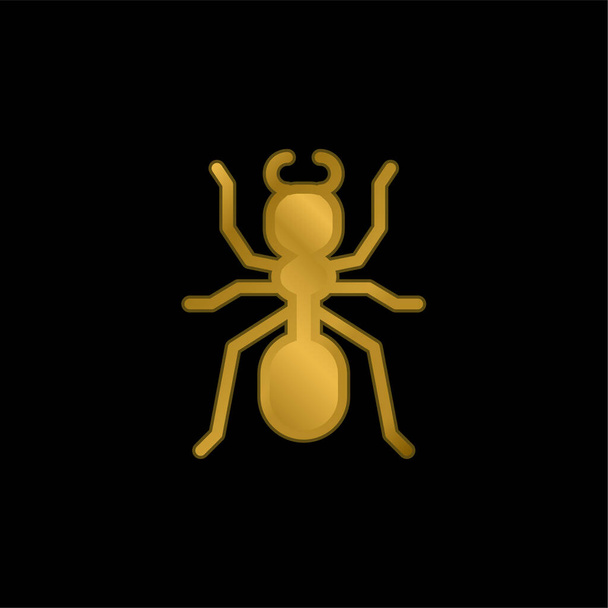 Hormiga chapado en oro icono metálico o logo vector - Vector, imagen