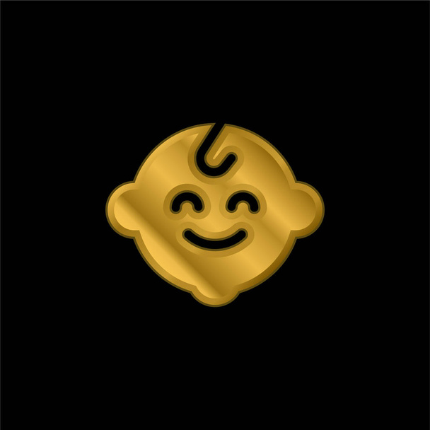 Bebé chapado en oro icono metálico o logo vector - Vector, Imagen
