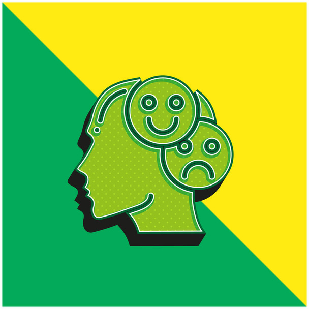 Bipolar Verde e amarelo moderno logotipo vetor 3d ícone - Vetor, Imagem