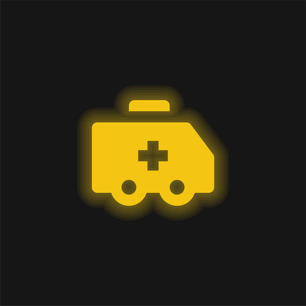 Желтая сияющая неоновая икона скорой помощи - Вектор,изображение