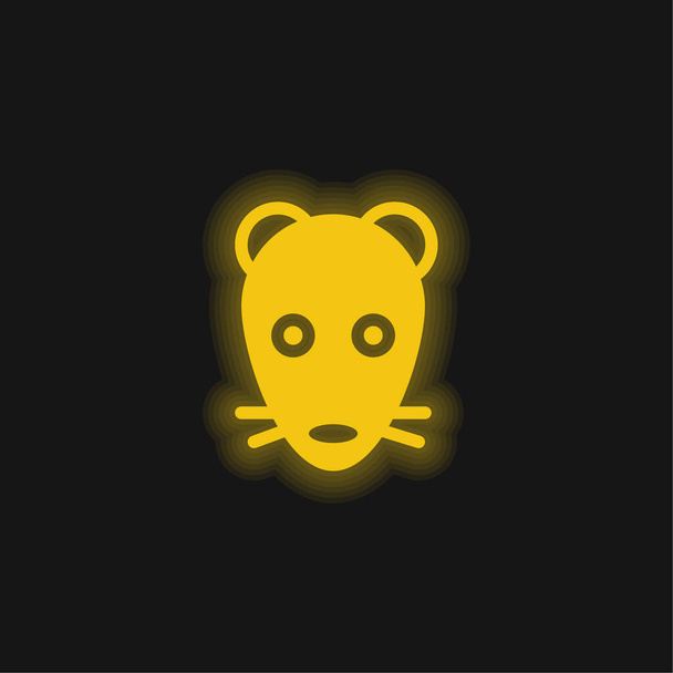 Állatarc sárga izzó neon ikon - Vektor, kép