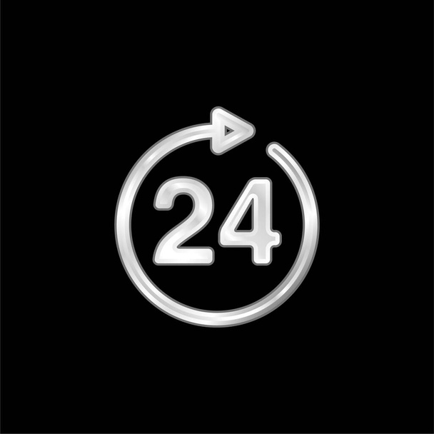 24 години Знак срібляста металева ікона
 - Вектор, зображення