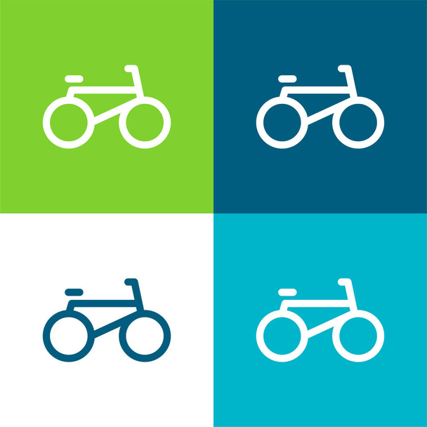 Ποδήλατο Side View Επίπεδη τέσσερις χρώμα ελάχιστο σύνολο εικονίδιο - Διάνυσμα, εικόνα