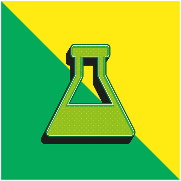 Fles met Liquid Green en geel modern 3D vector icoon logo - Vector, afbeelding