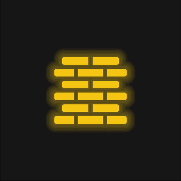 Briques jaune brillant icône néon - Vecteur, image