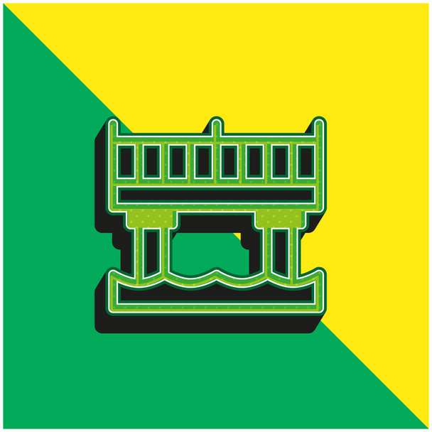 Híd Zöld és sárga modern 3D vektor ikon logó - Vektor, kép