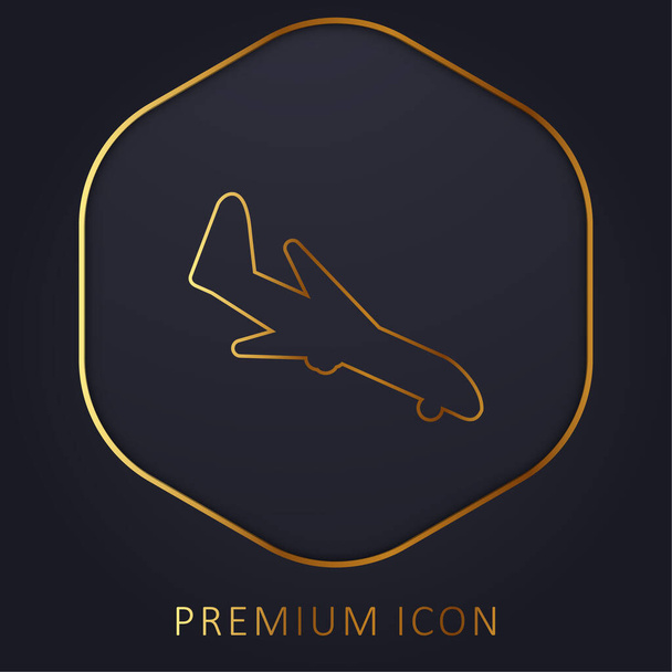 Arraving Airplane línea dorada logotipo premium o icono - Vector, Imagen