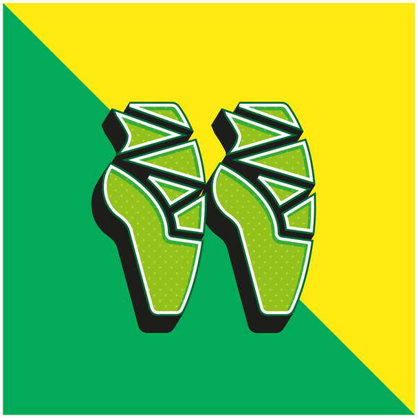Ballet Green and yellow modern 3d vector icon logo - Vector, Image