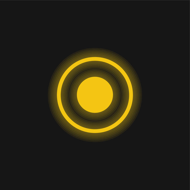 円のアトム円記号黄色の輝くネオンアイコン - ベクター画像
