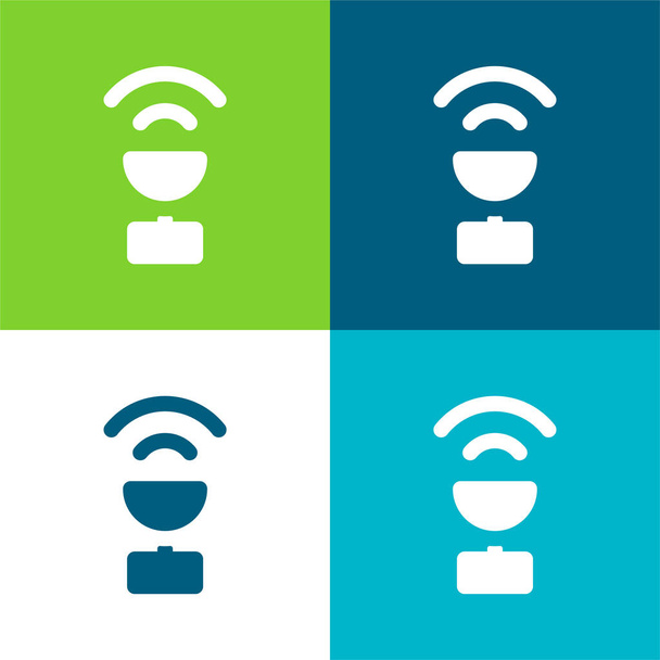 Antena płaski zestaw czterech kolorów minimalny zestaw ikon - Wektor, obraz