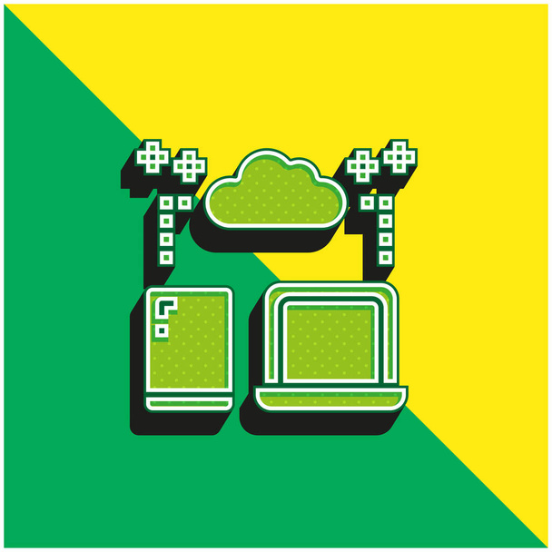 Backup Grünes und gelbes modernes 3D-Vektorsymbol-Logo - Vektor, Bild