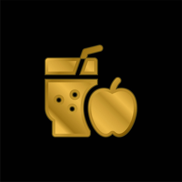 Apple Juice gold plated metalic icon or logo vector - Vector, Image