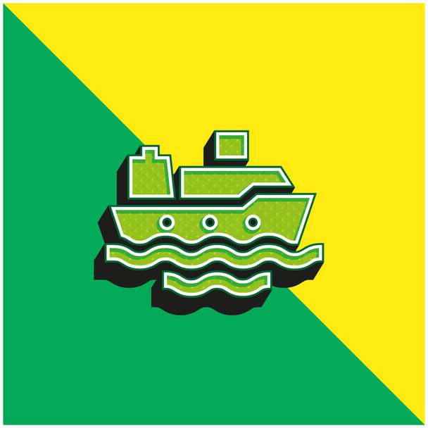 Lodní zelená a žlutá moderní 3D vektorové logo ikony - Vektor, obrázek