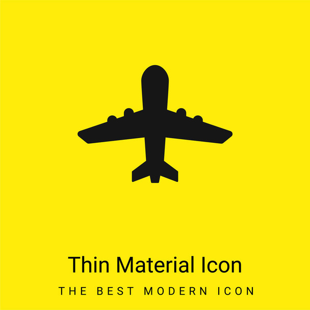 Airplane Upward minimal bright yellow material icon - Vector, Image