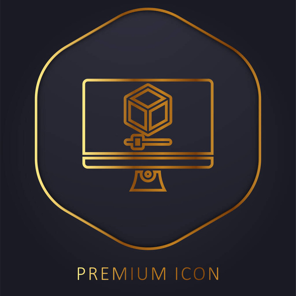 Logo ou icône premium 3d Graphics Golden Line - Vecteur, image