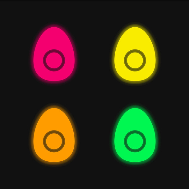 ゆで卵4色のネオンベクトルアイコン - ベクター画像